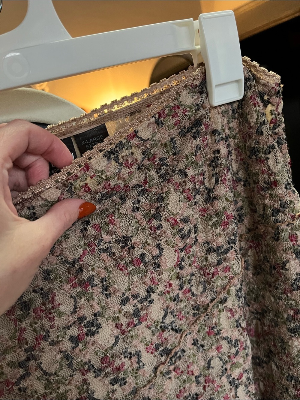 Bisou Bisou Beige Floral Asymmetrical Midi Skirt XL - Picture 8 of 16